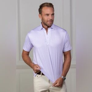 NWOT Featherweight Flex Polo
Mackenzie Light Pink with Blue Stripe